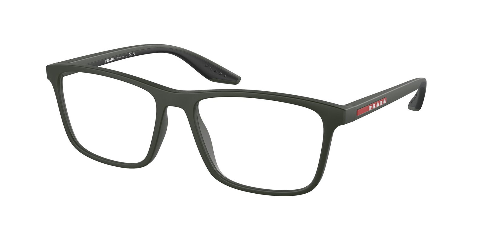 Das Bild zeigt die Prada Linea Rossa Fassung PS01QV  5361O1 leicht seitlich.